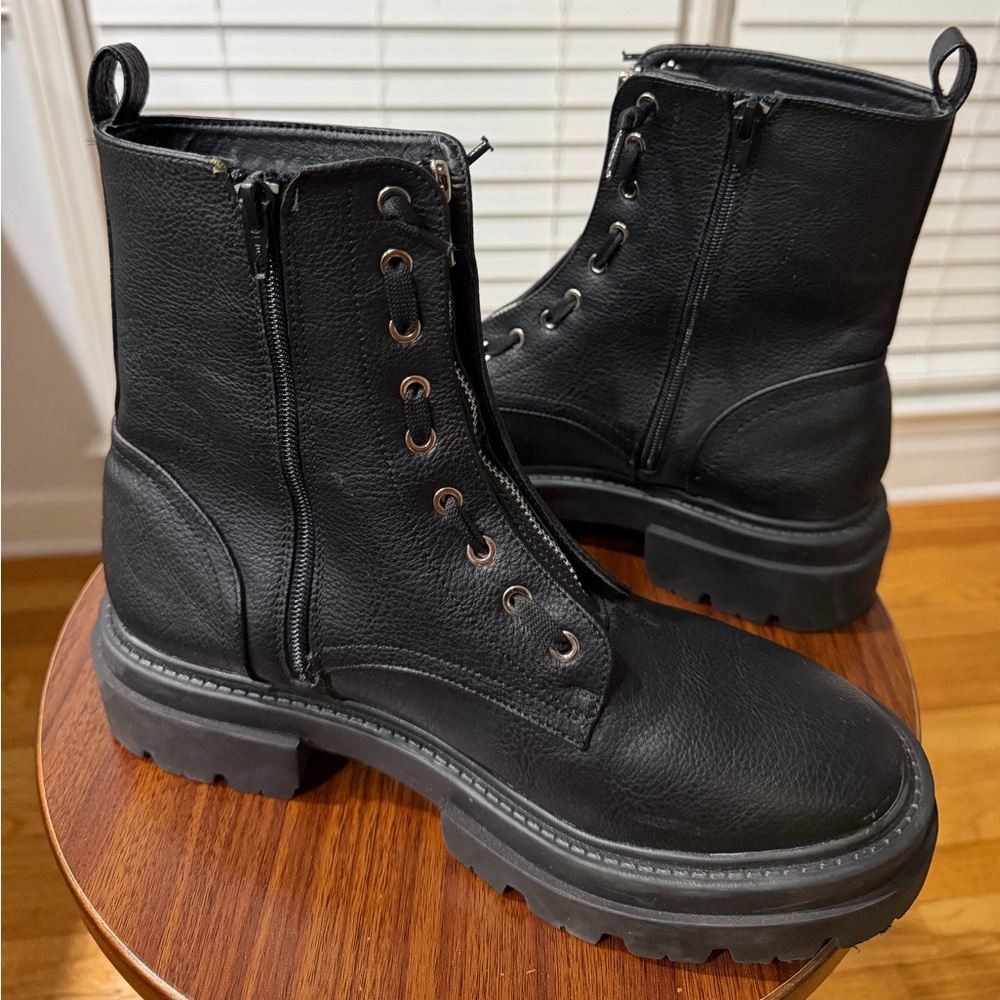 Dolce Vita Black Flander Laced Zippered Leather Combat Boots! Size 10! π€π€ - Picture 4 of 8